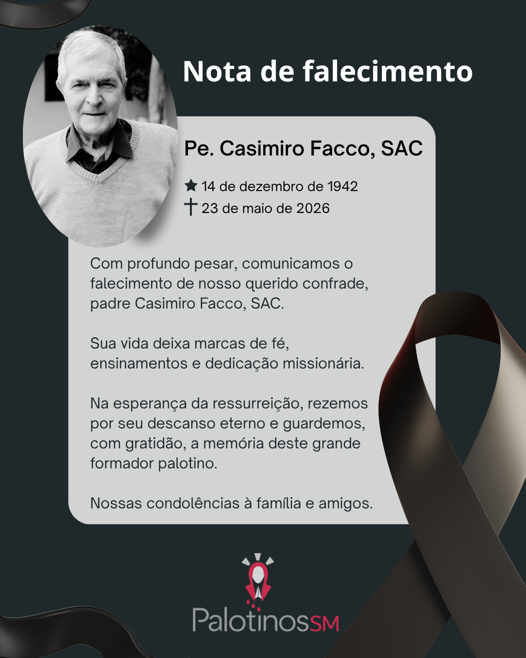 Faleceu padre Casimiro Facco, SAC