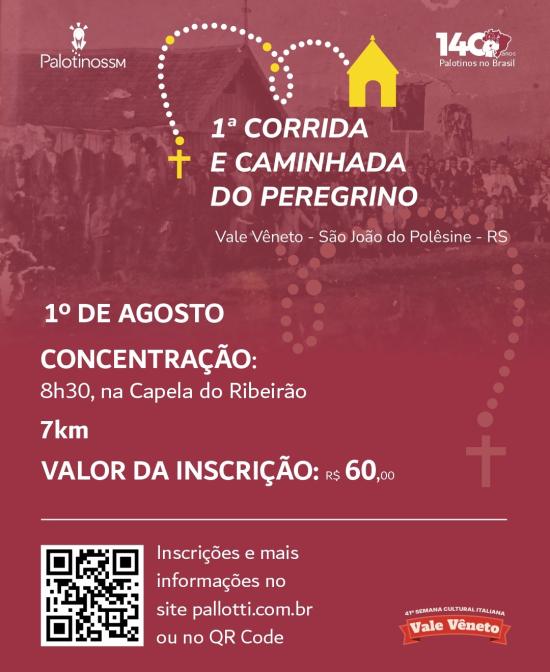 1ª CORRIDA E CAMINHADA DO PEREGRINO SERÁ REALIZADA EM AGOSTO