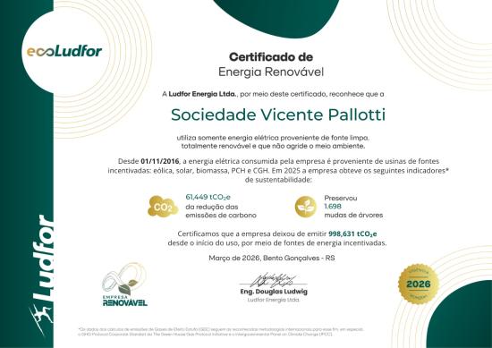 Sociedade Vicente Pallotti recebe Certificado de Energia Renovável